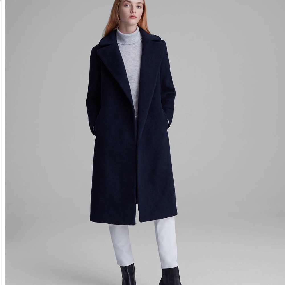 Club Monaco Navy Wool Long Length Coat